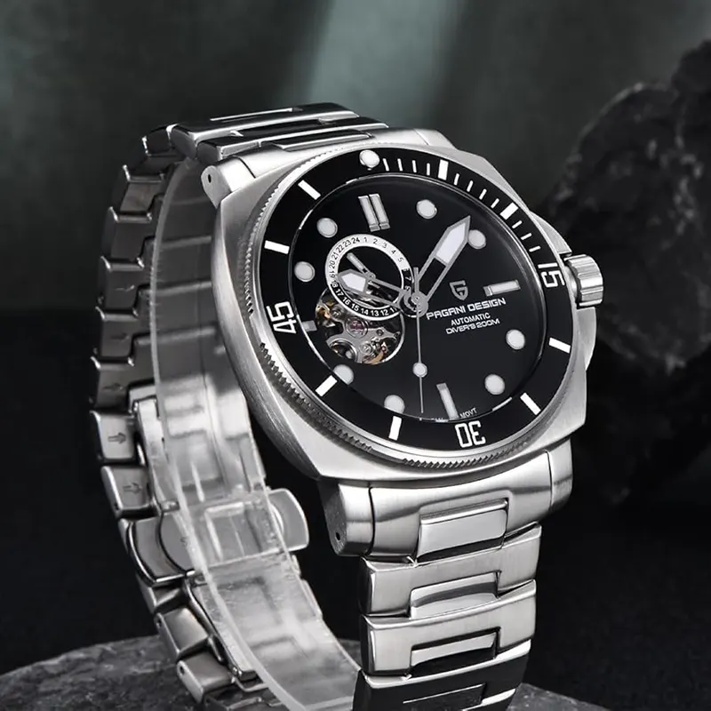 Pagani Design Open Heart Black Automatic Men's Watch-  PD-1736